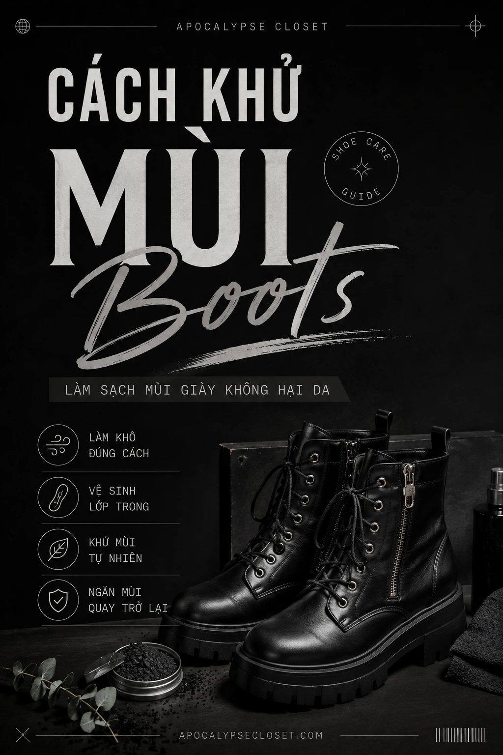 Cách khử mùi boots nữ an toàn cho giày da và lining — Apocalypse Closet