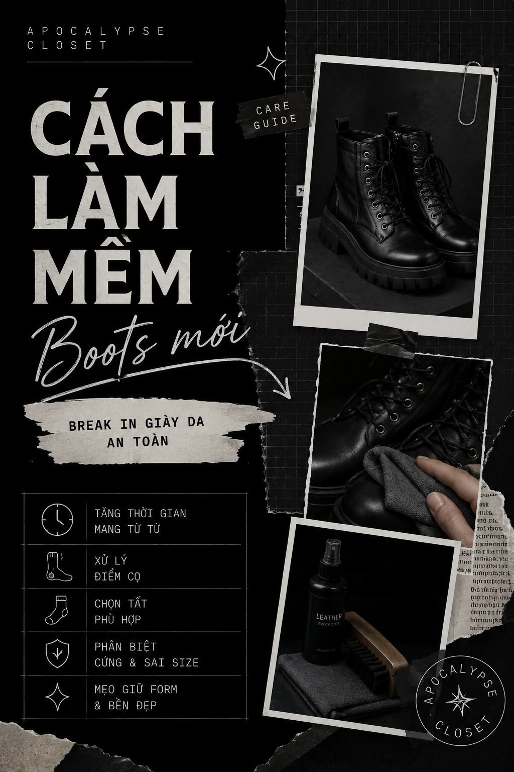 Cách làm mềm boots mới và break in giày da nữ an toàn — Apocalypse Closet