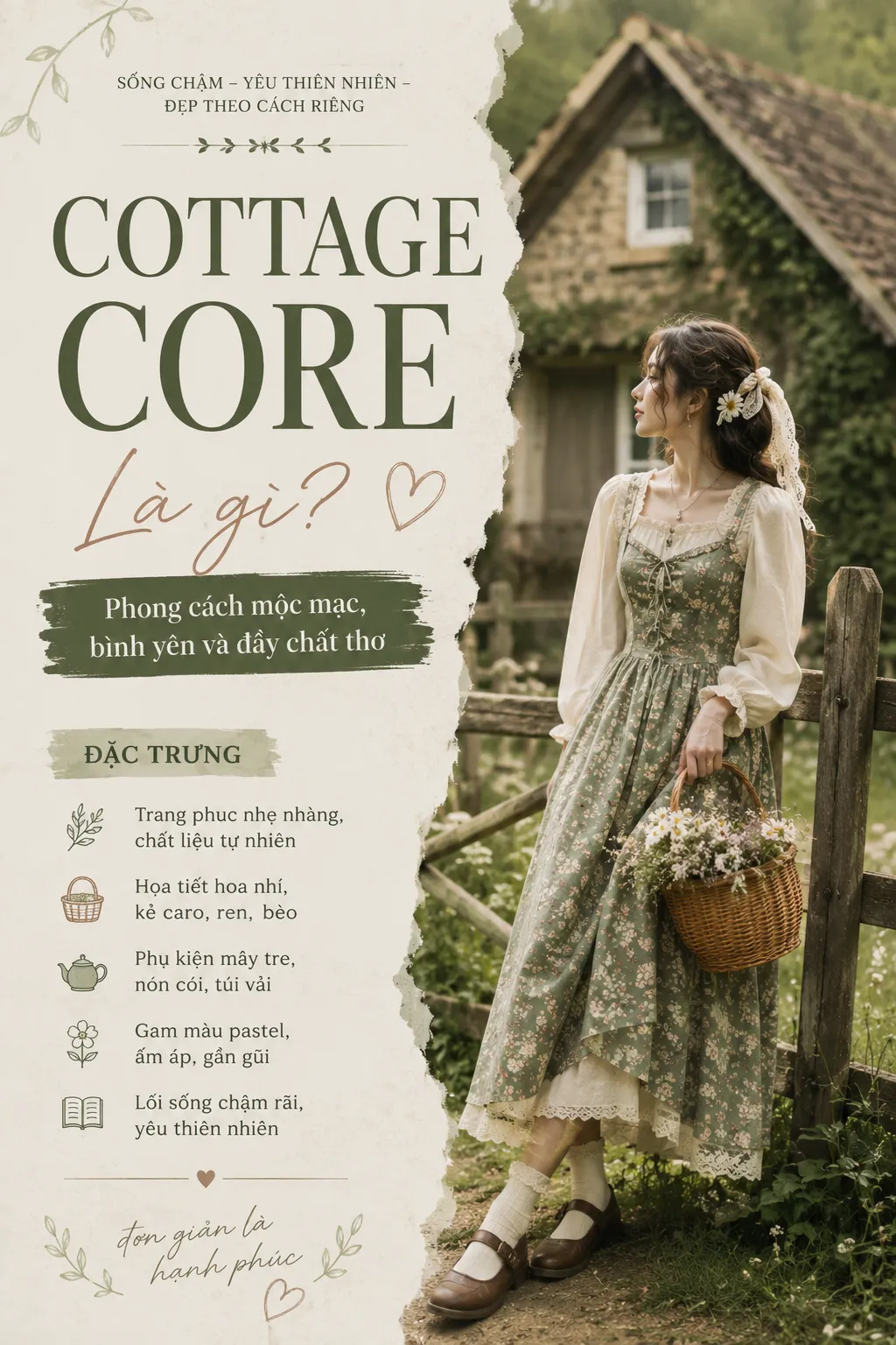 Outfit nữ với corset và cardigan chất liệu mộc gợi nhánh Dark Cottagecore