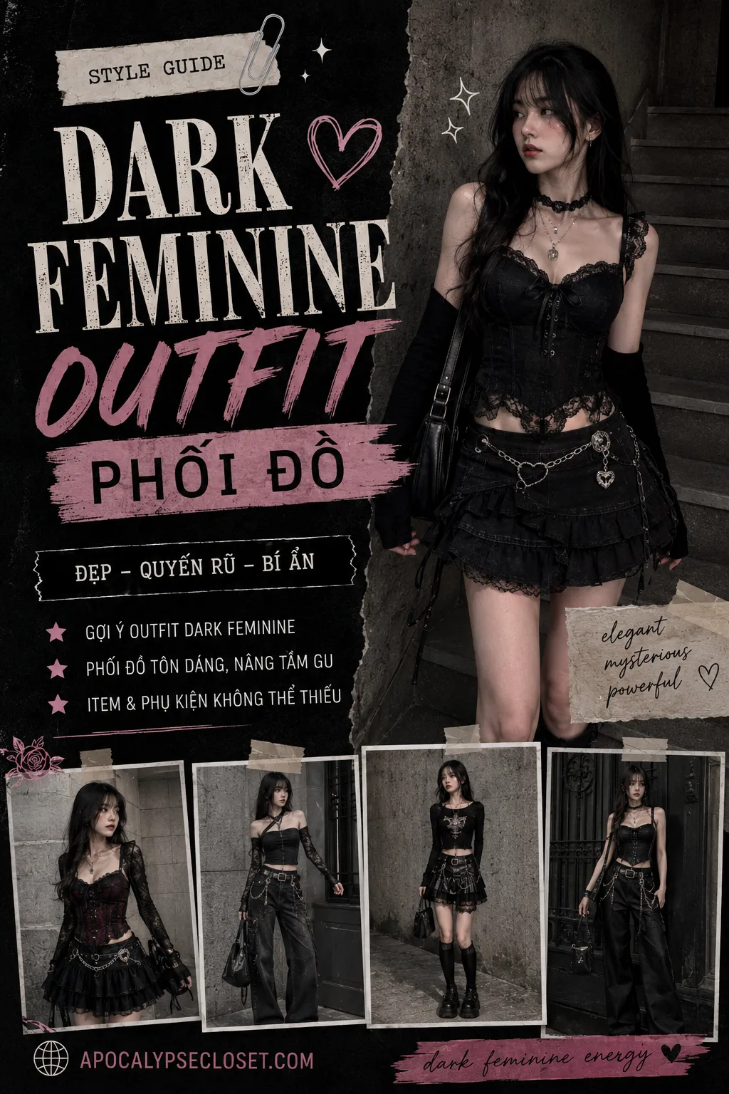 Dark Feminine Outfit: 7 Công Thức Phối Đồ | AC