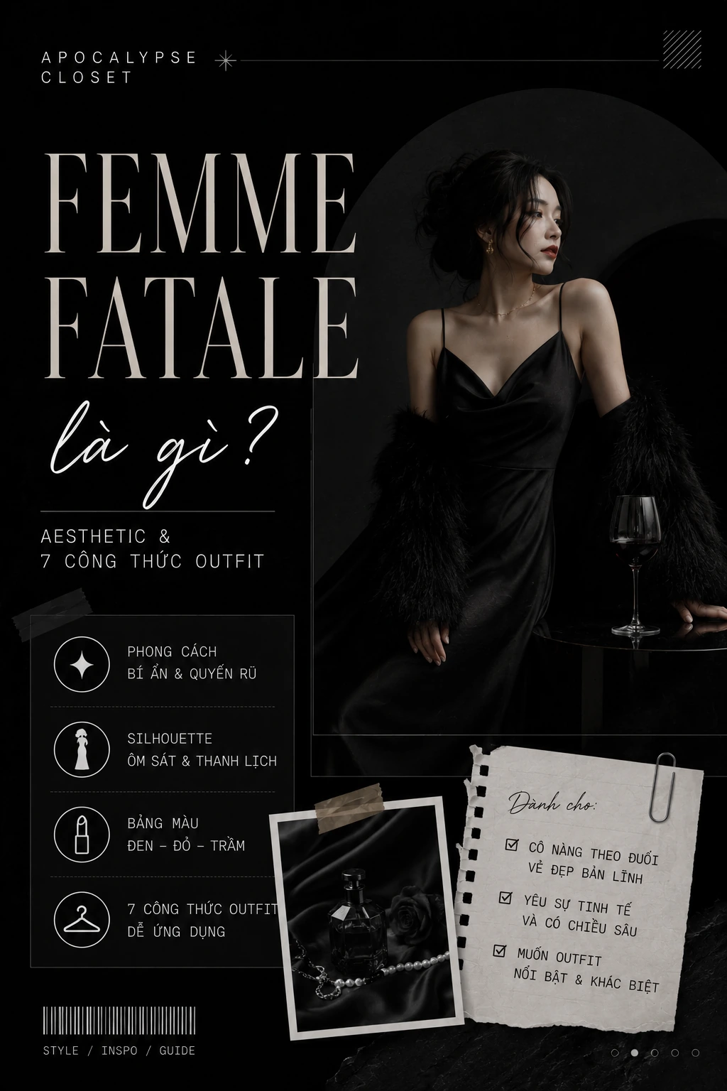 Femme Fatale aesthetic nữ với black burgundy satin blazer leather và pointed boots — Apocalypse Closet