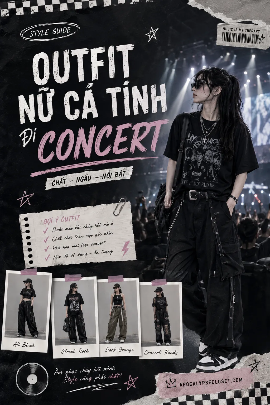 Outfit Nữ Cá Tính Đi Concert: Nổi Bật Nhưng Không Tự Làm Khó Mình