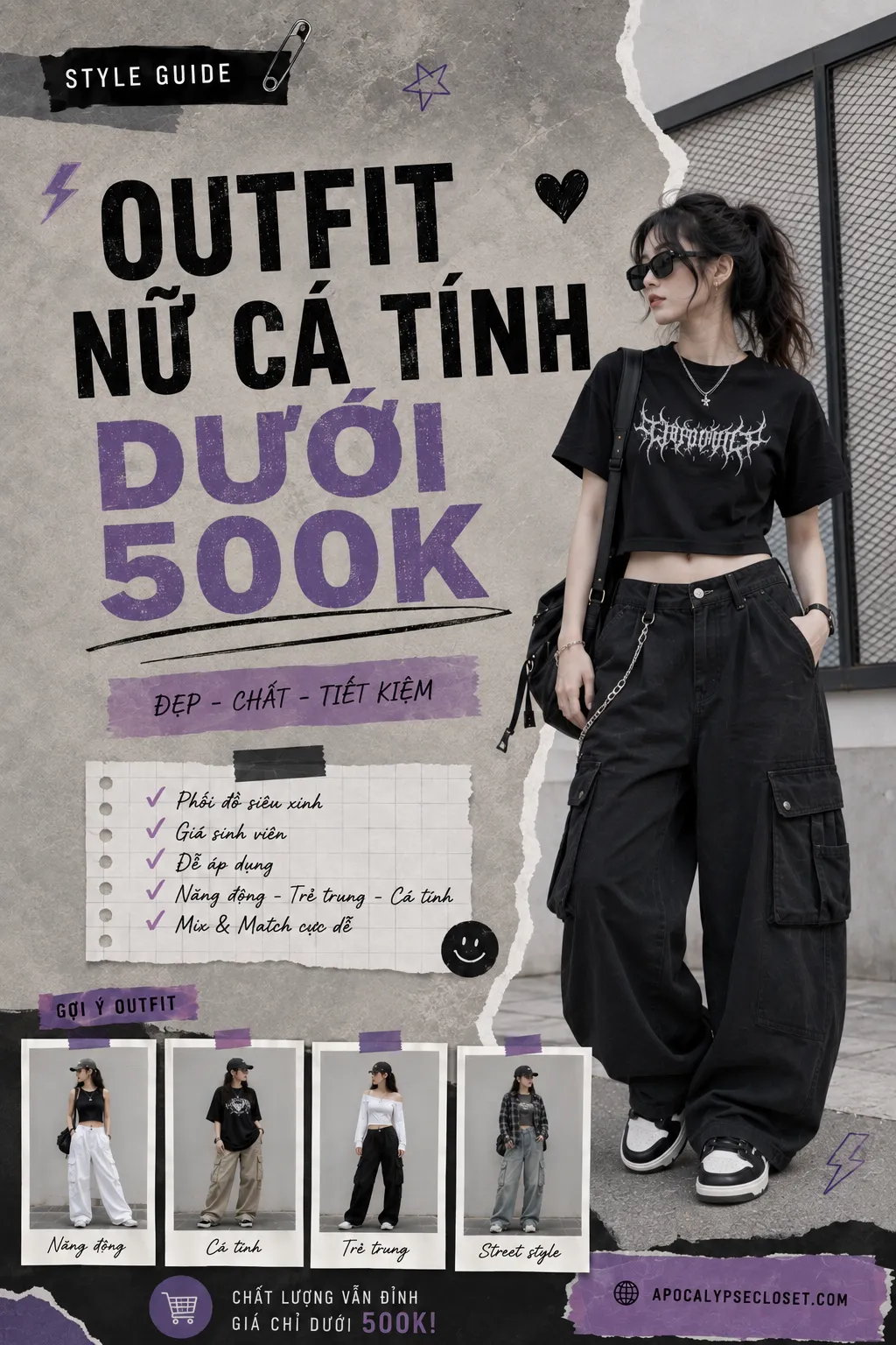 Outfit Nữ Cá Tính Dưới 500K: Xây Look Từ Món Đã Có — ảnh bìa Apocalypse Closet