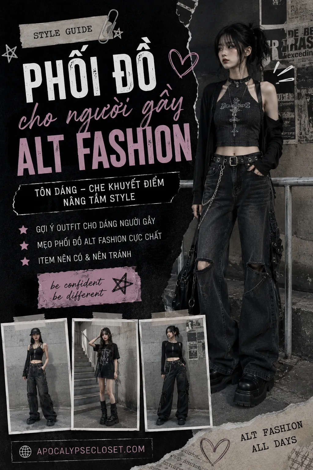 Phối Đồ Alt Fashion Cho Người Gầy Không Mất Dáng