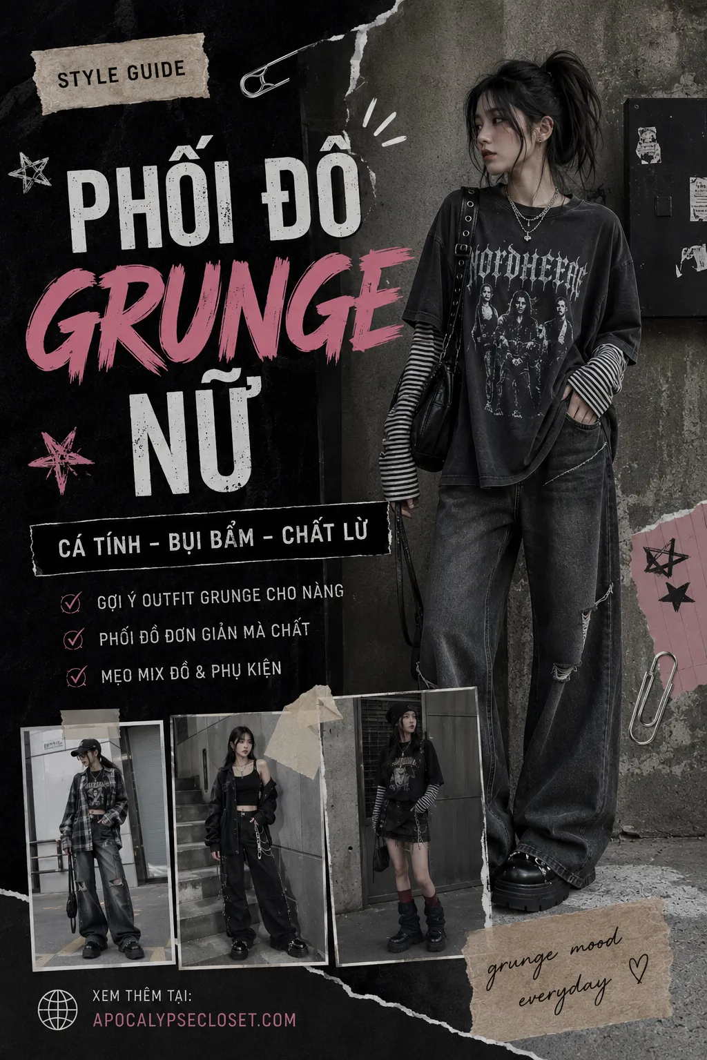Phối Đồ Grunge Nữ: Layer Đúng Mà Không Nặng Nề