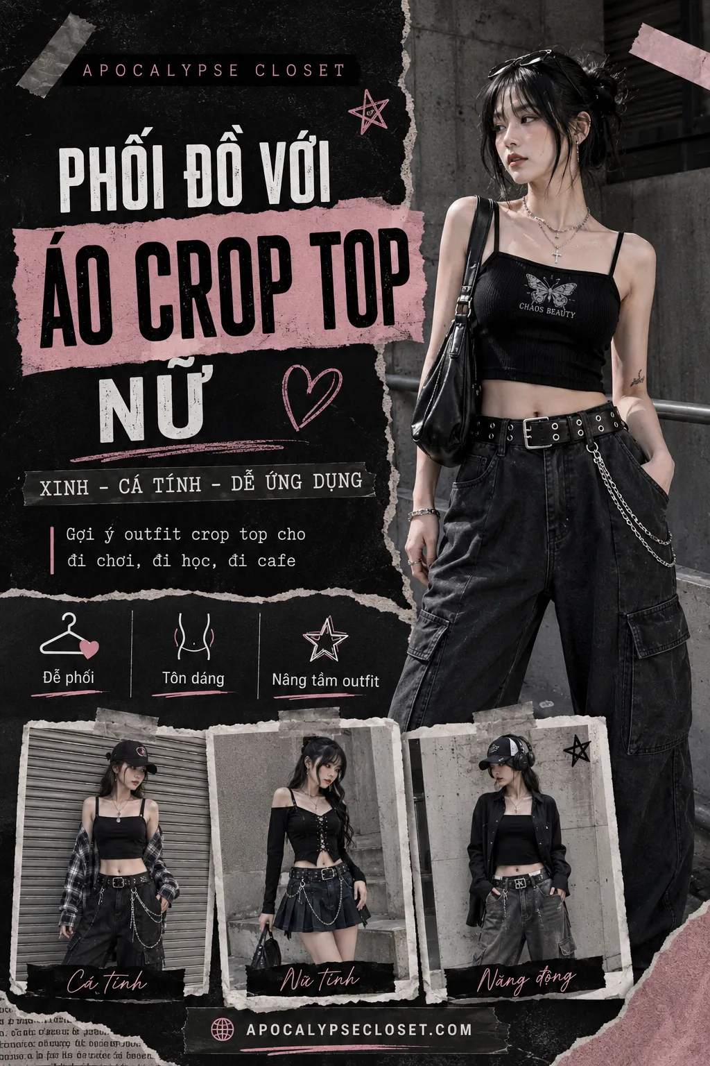 Phối Đồ Với Áo Crop Top Nữ Cá Tính