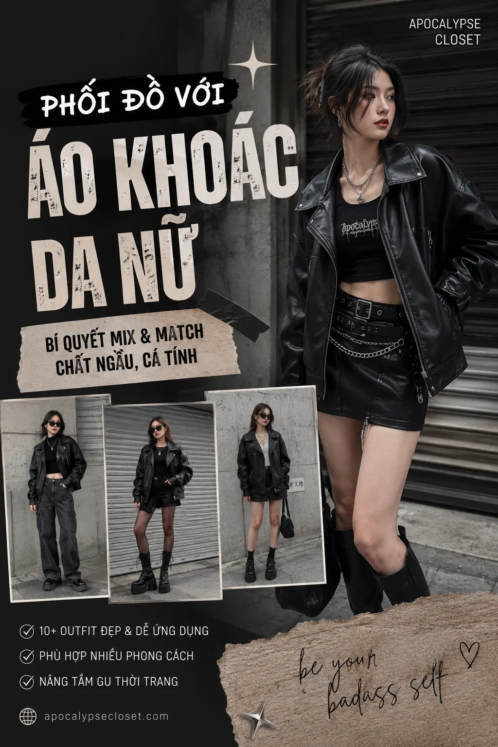 Phối Đồ Với Áo Khoác Da Nữ Theo Alt Fashion
