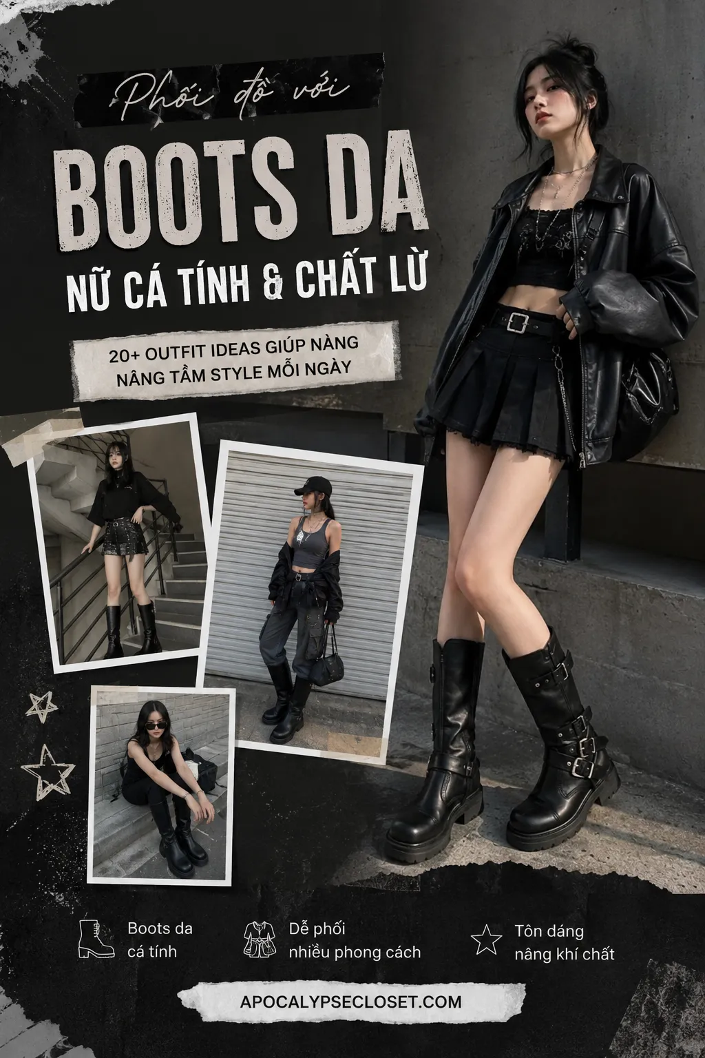 Phối Đồ Với Boots Da Nữ Theo Alt Fashion