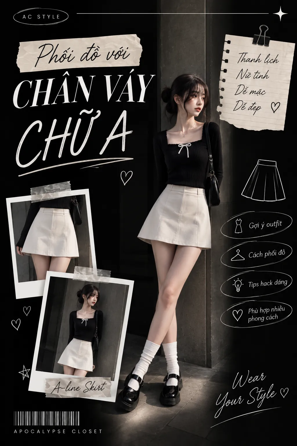Chân Váy Chữ A Phối Với Áo Gì? Cân Eo, Hông Và Độ Dài