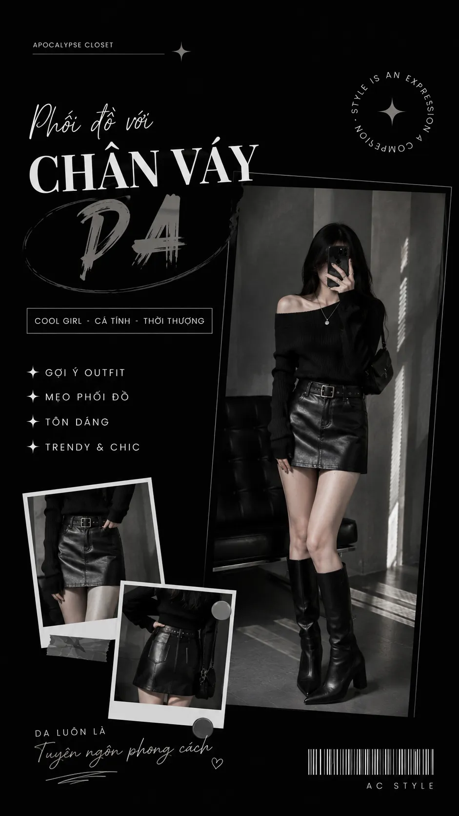 Chân Váy Da Phối Với Áo Gì? Cân Độ Bóng, Form Và Footwear