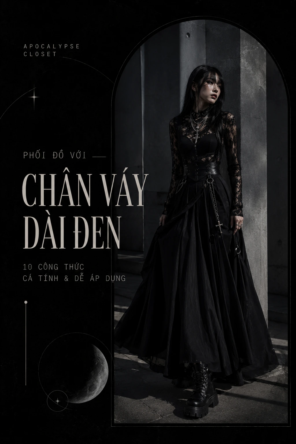 Phối đồ với chân váy dài đen — ảnh bìa Apocalypse Closet