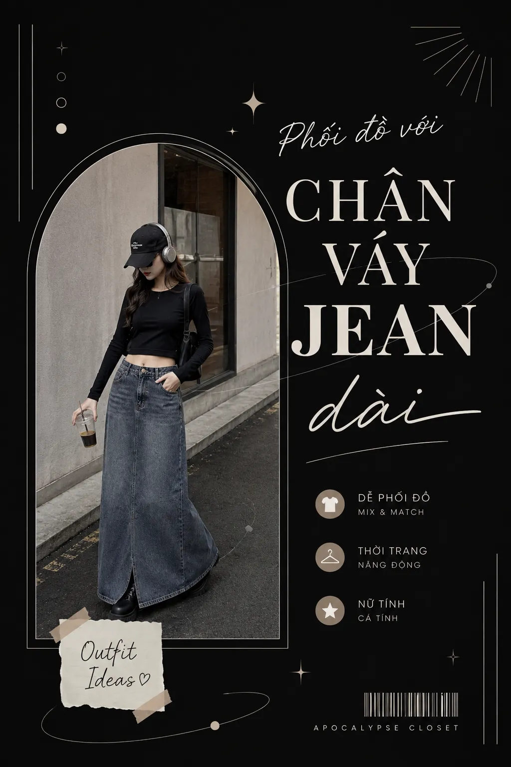 Chân Váy Jean Dài Phối Với Áo Gì? Chọn Top, Giày Và Tỷ Lệ Dễ Mặc