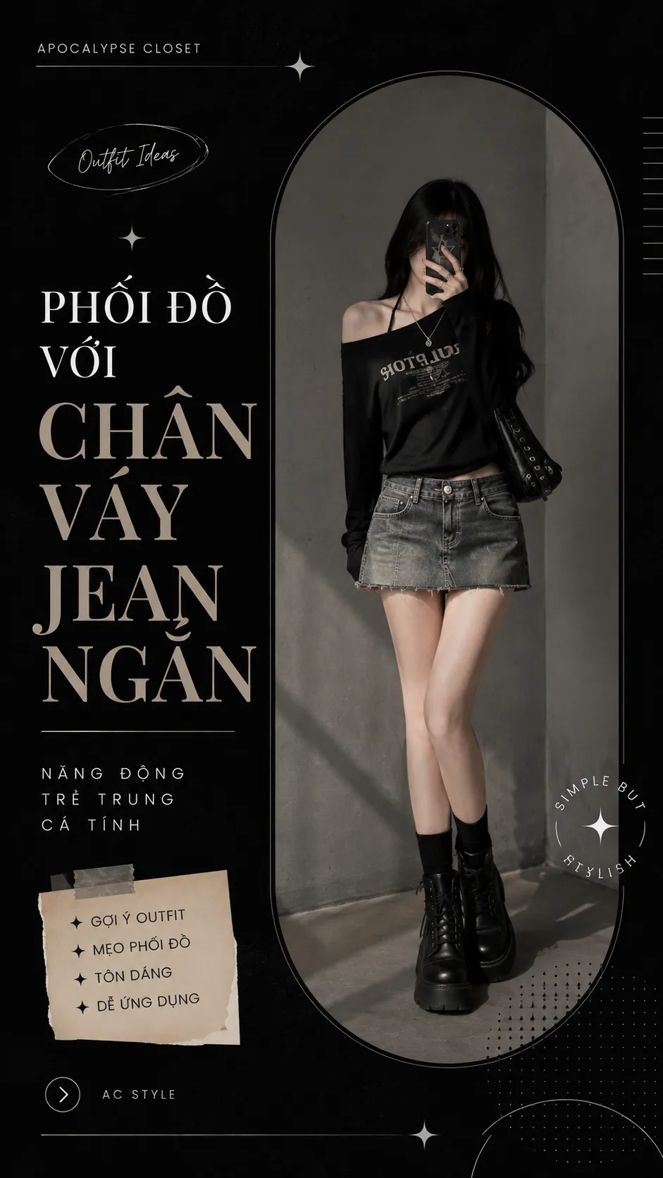 Chân Váy Jean Ngắn Phối Với Áo Gì? Giữ Tỷ Lệ Mà Không Bị Basic