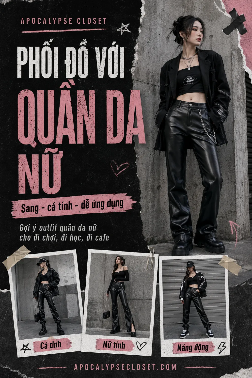 Phối Đồ Với Quần Da Nữ Không Bị Sến