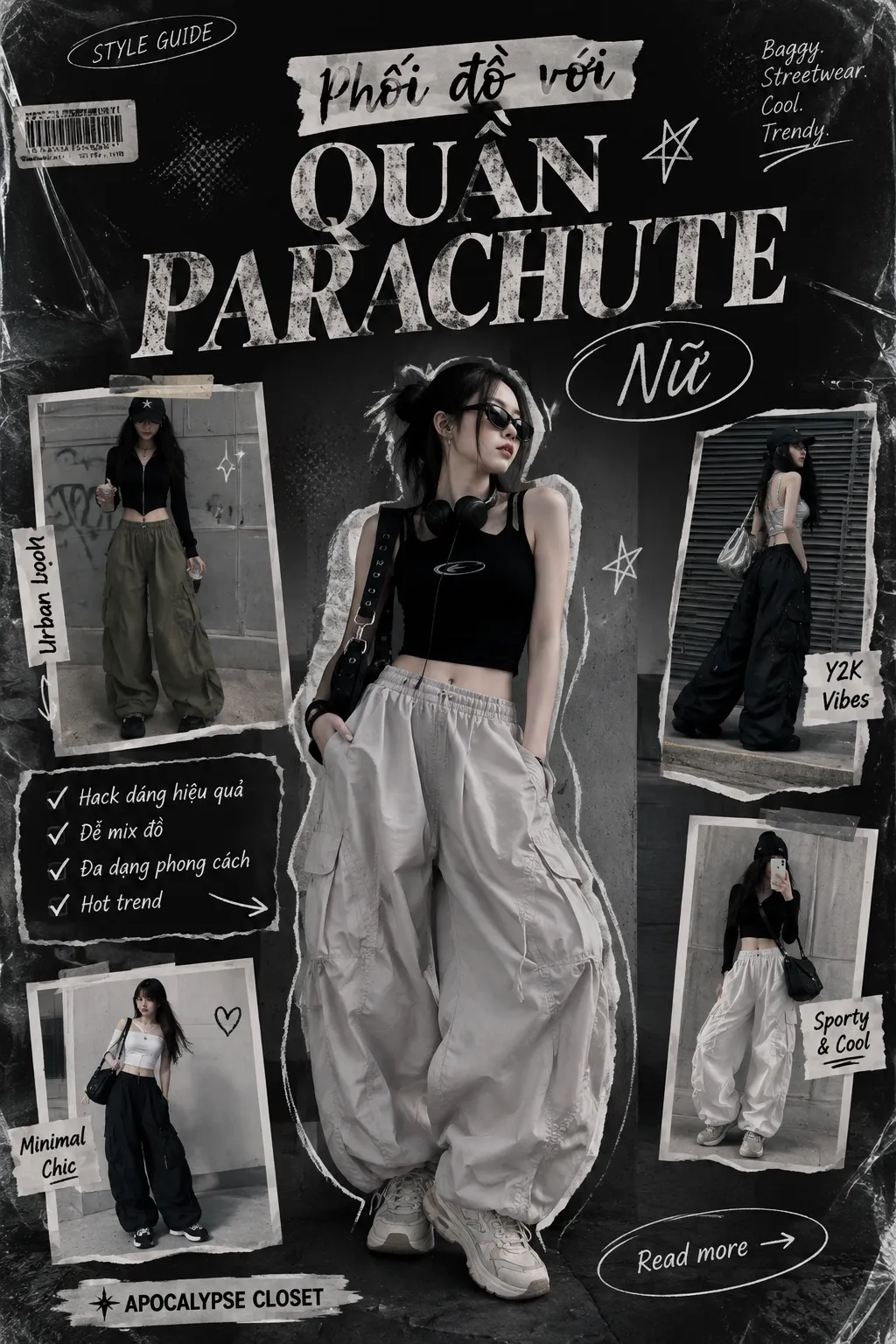 Phối Đồ Với Quần Parachute Nữ: 8 Công Thức Không Bị Nuốt Dáng
