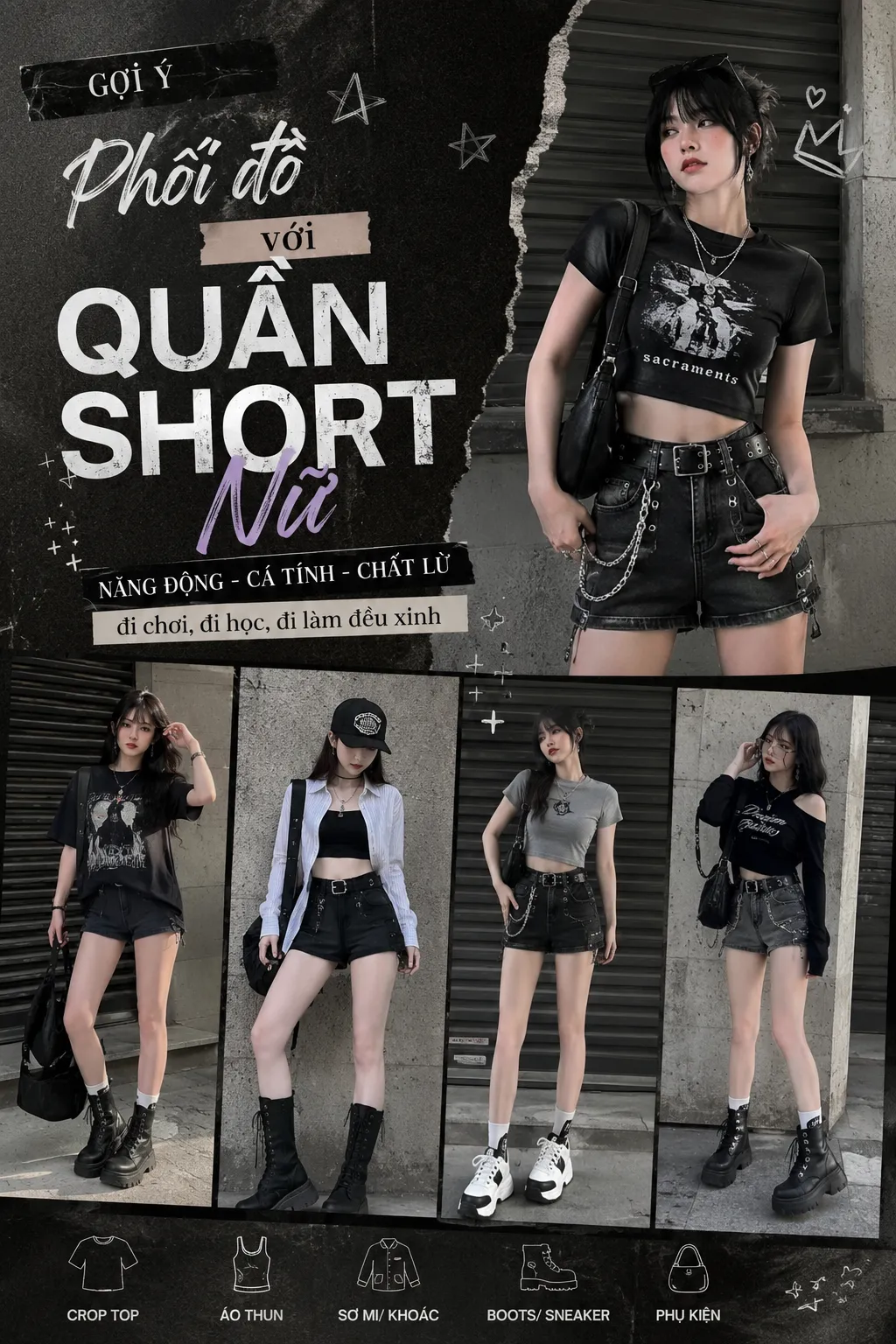 Phối Đồ Với Quần Short Nữ Theo Alt Fashion