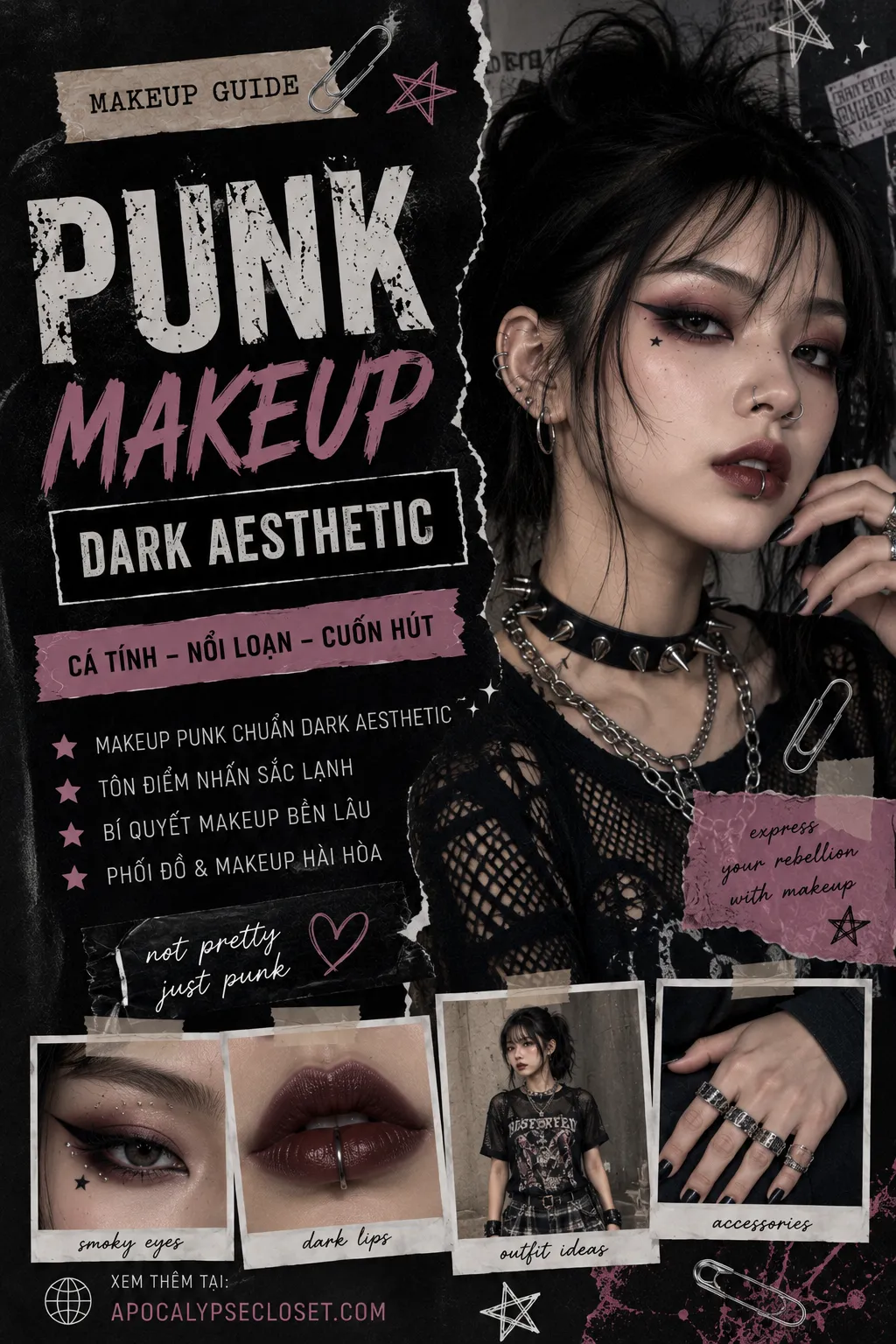 Punk Makeup: Trang Điểm Hợp Dark Aesthetic