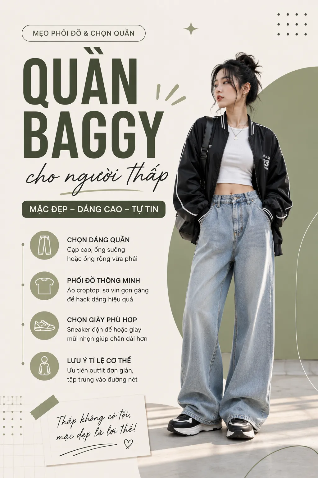 Quần baggy cho nữ thấp