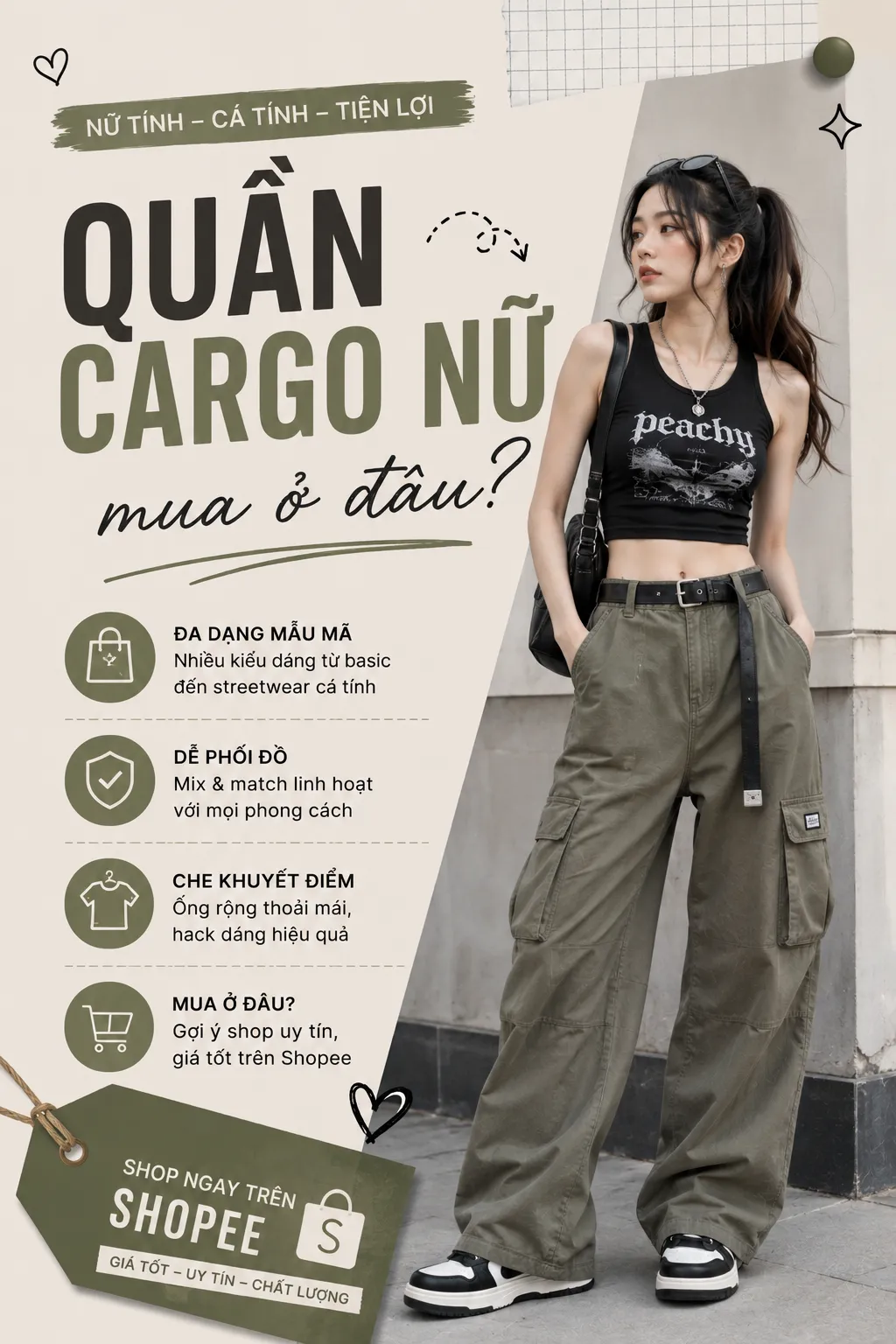 Mua quần cargo nữ