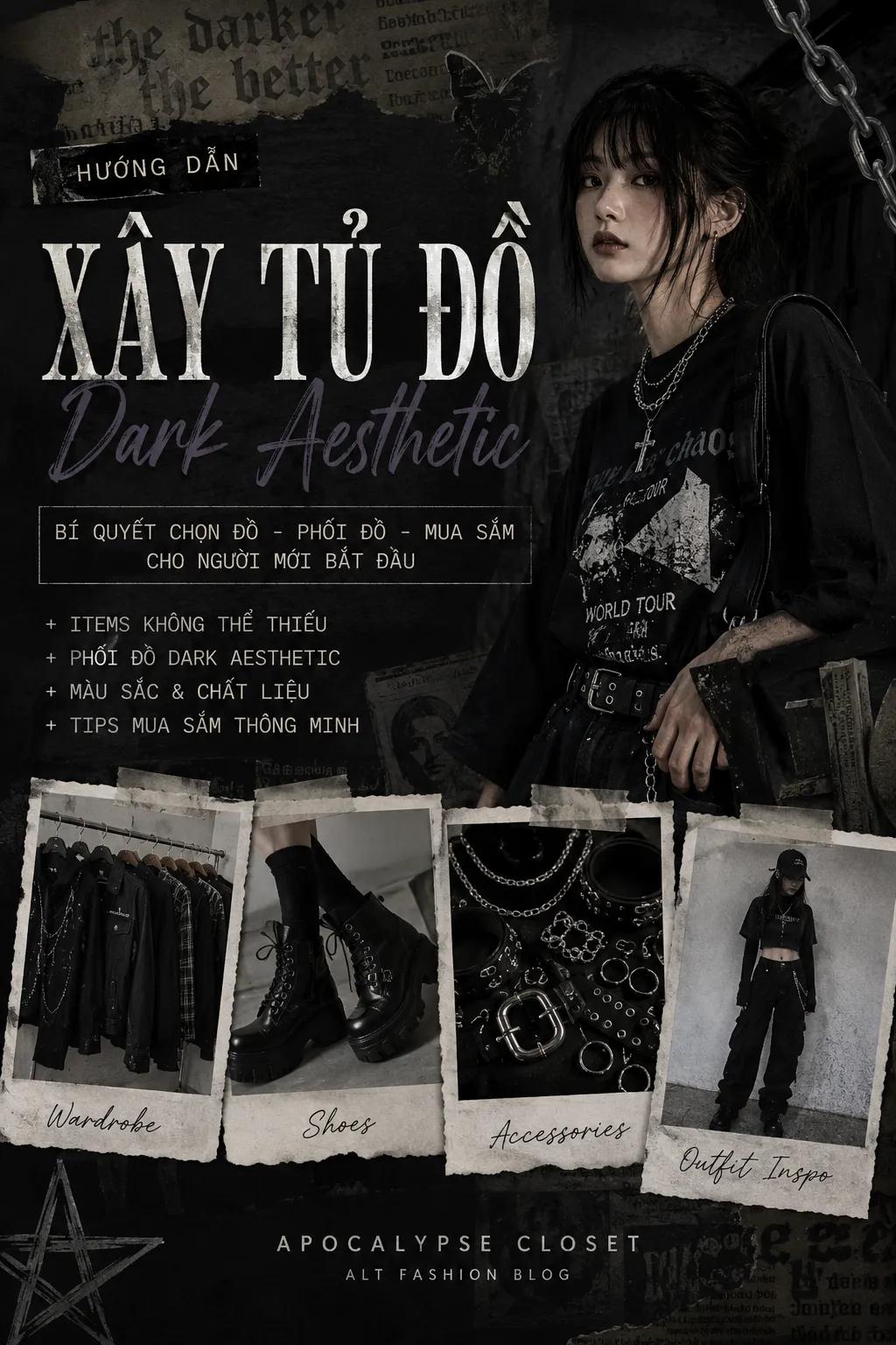 Xây Tủ Đồ Dark Aesthetic Từ Đầu