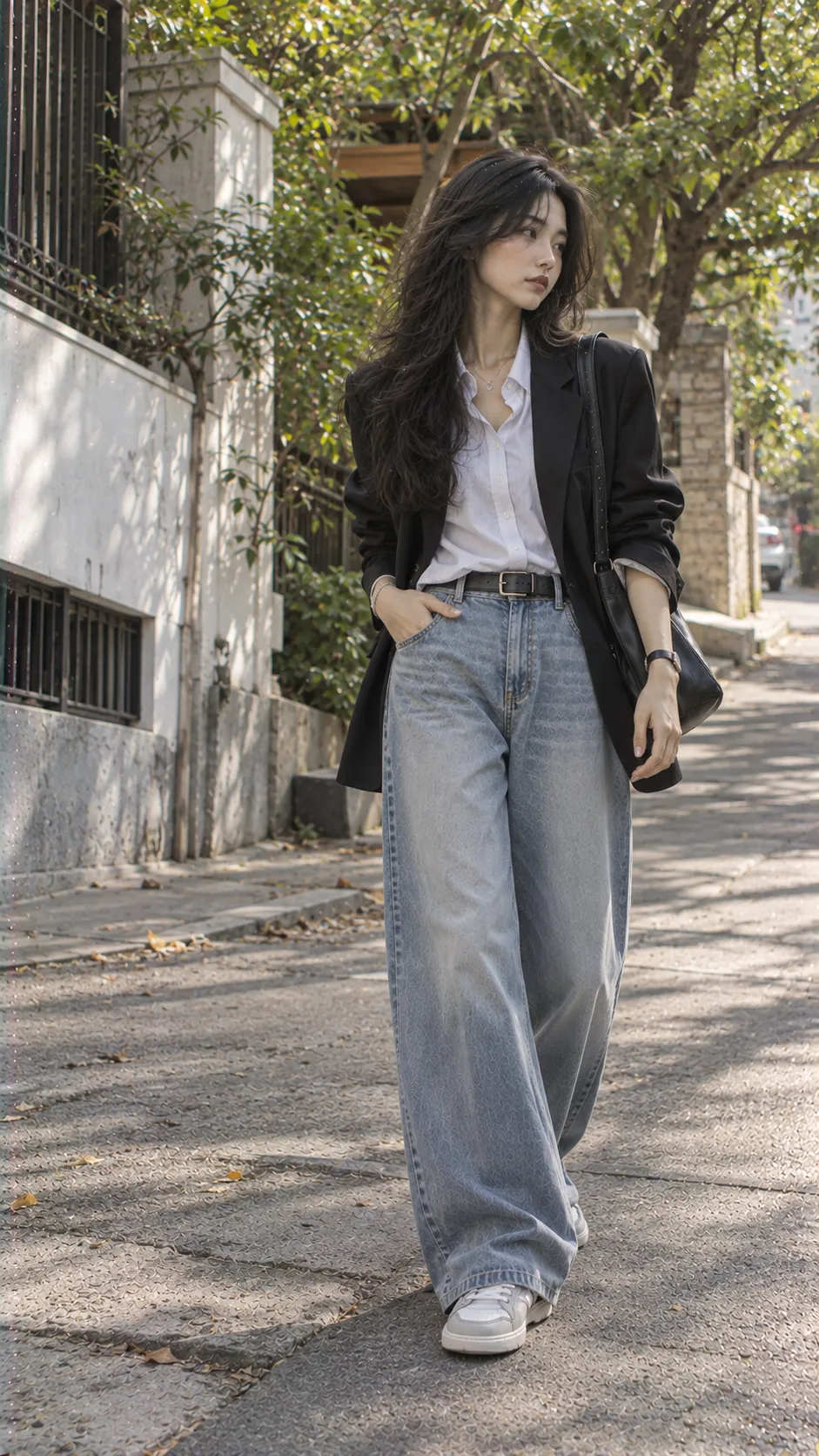 Business Casual trong Jeans Có Được Tính Là Business Casual Không? với sneaker, blazer, quần baggy