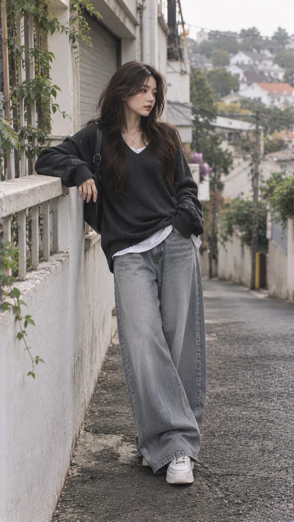 Oversize đặc trưng với quần ống rộng