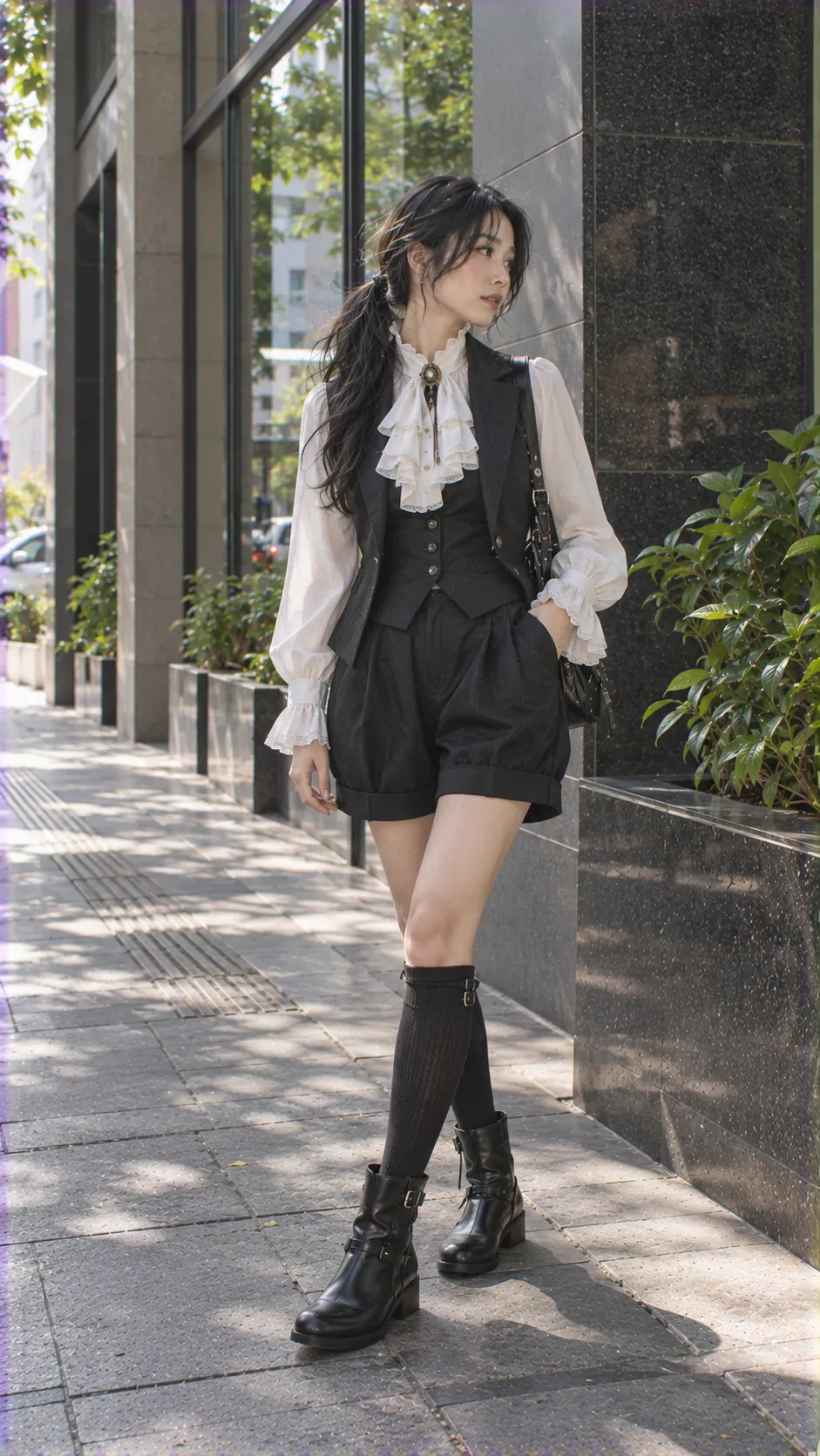 Phụ kiện Ouji fashion gồm cravat, brooch, beret, knee socks, lace-up boots và đồng hồ bỏ túi được phối tiết chế