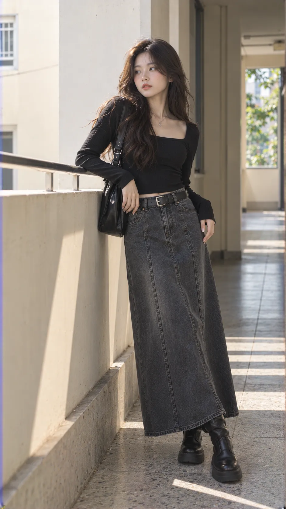 Item Guide Chân Váy & Váy Nữ với denim, chân váy dài, chân váy da, đen theo Chân Váy Dài Phối Với Áo Gì? Chọn Theo Form, Chất Liệu Và Gấu Váy