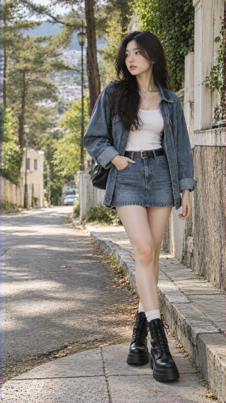 Item Guide Nữ thể hiện silhouette và tỷ lệ với denim, váy ngắn