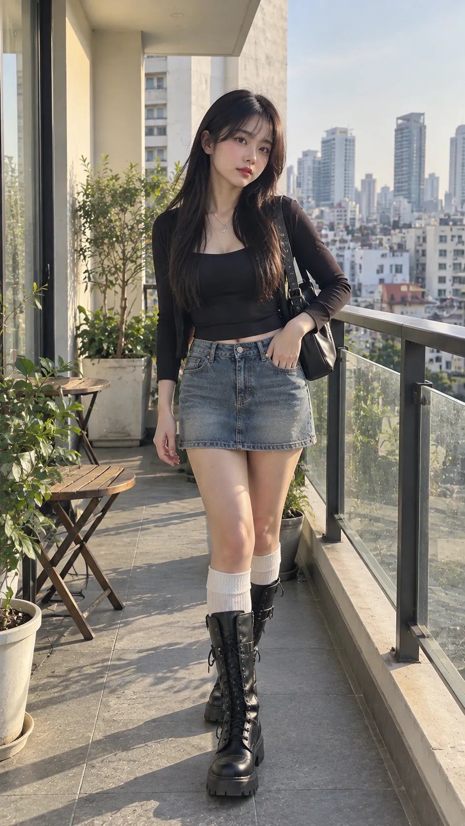 Chân Váy Jean Ngắn Phối Với Áo Gì với combat boots, boots cao, boots, Mary Jane