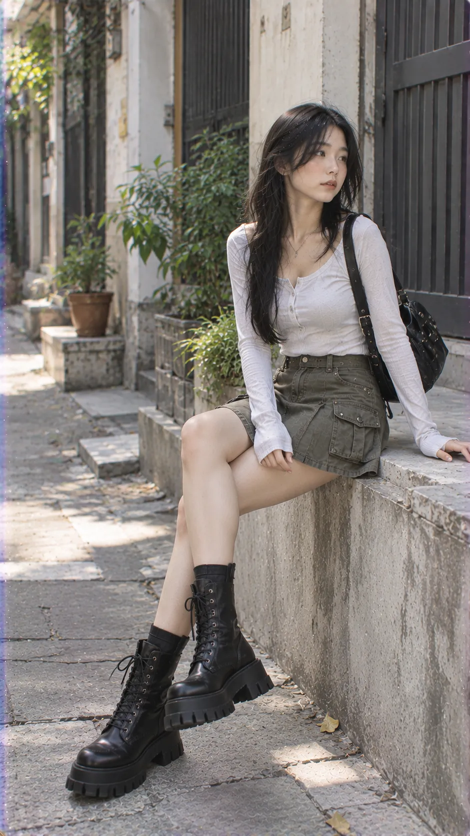 Chân Váy Xòe Phối Với Áo Gì với combat boots, boots, Mary Jane, sneaker