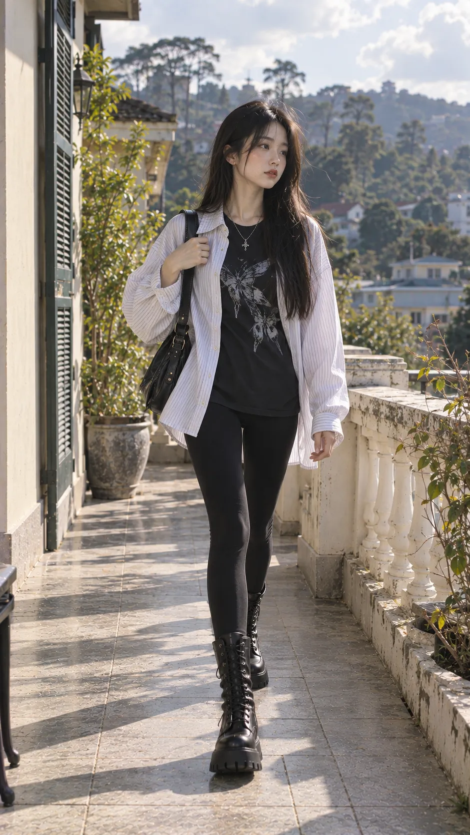 Quần Legging Phối Với Áo Gì với boots, graphic tee, áo thun, sơ mi, legging
