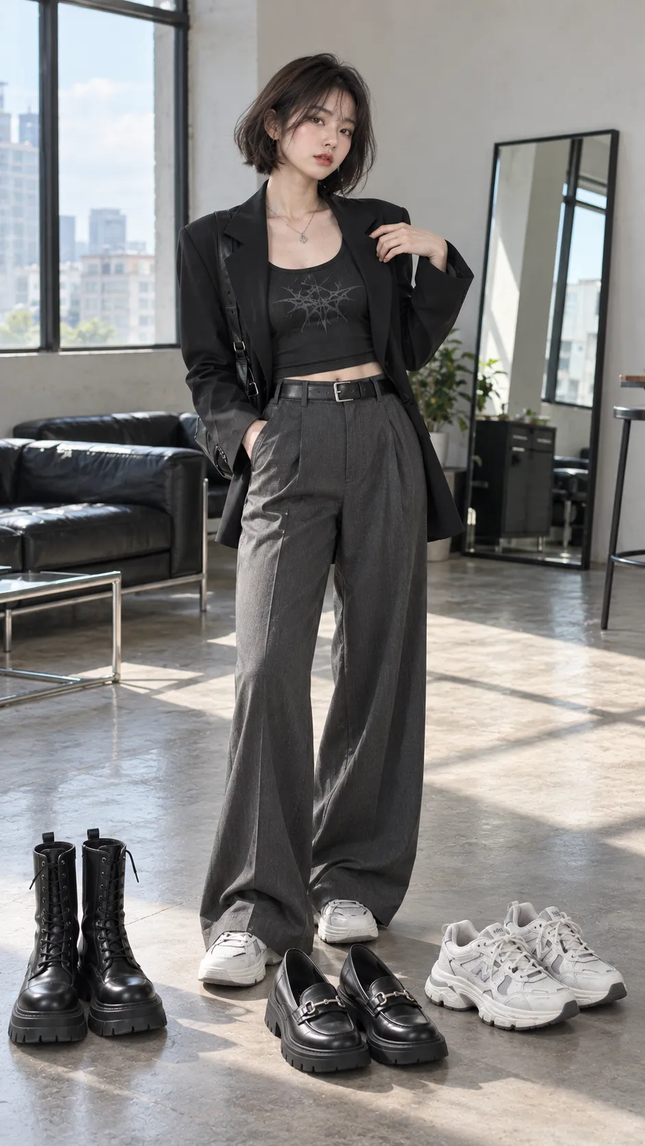 Quần Tây Ống Suông Phối Với Áo Gì với boots, loafer, blazer, sơ mi, shirt