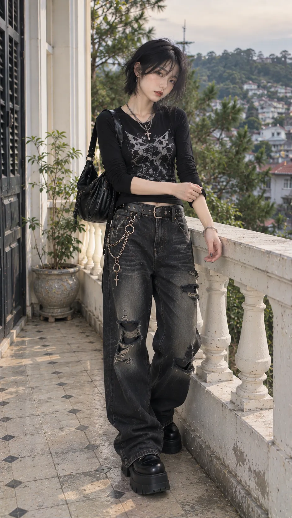 Phong Cách Emo đặc trưng với boots, sneaker, jeans, belt, đen