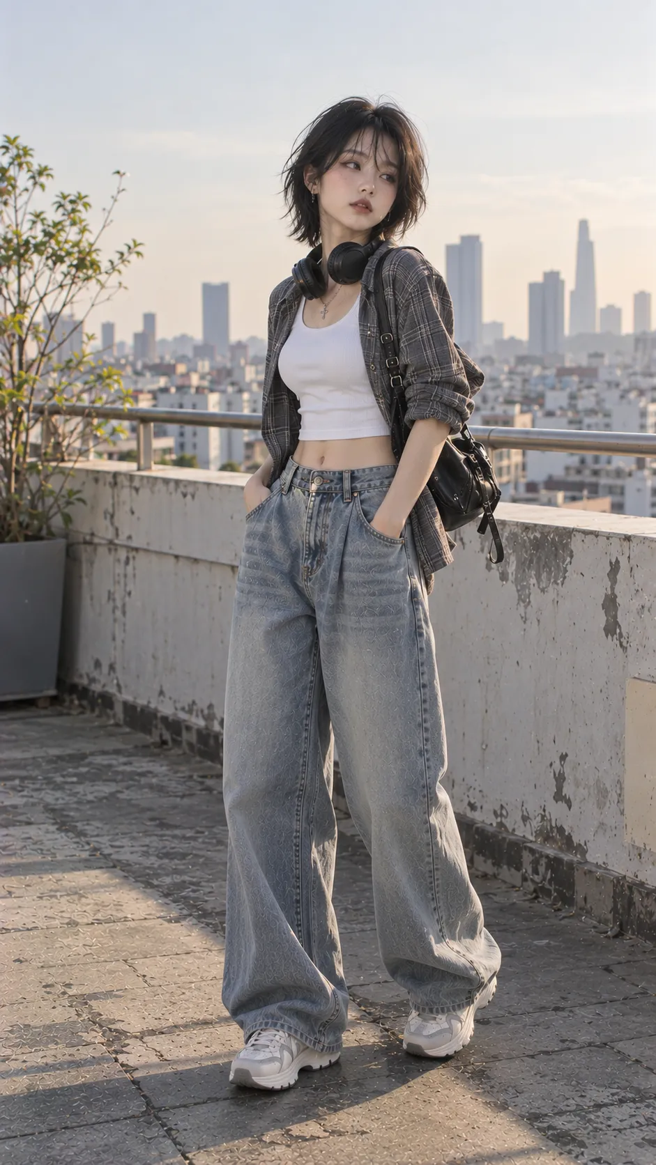 Quần Baggy Cho Người Thấp trong phiên bản đời thường dễ mặc, silhouette rõ, chất liệu thật và phụ kiện đúng tinh thần bài viết